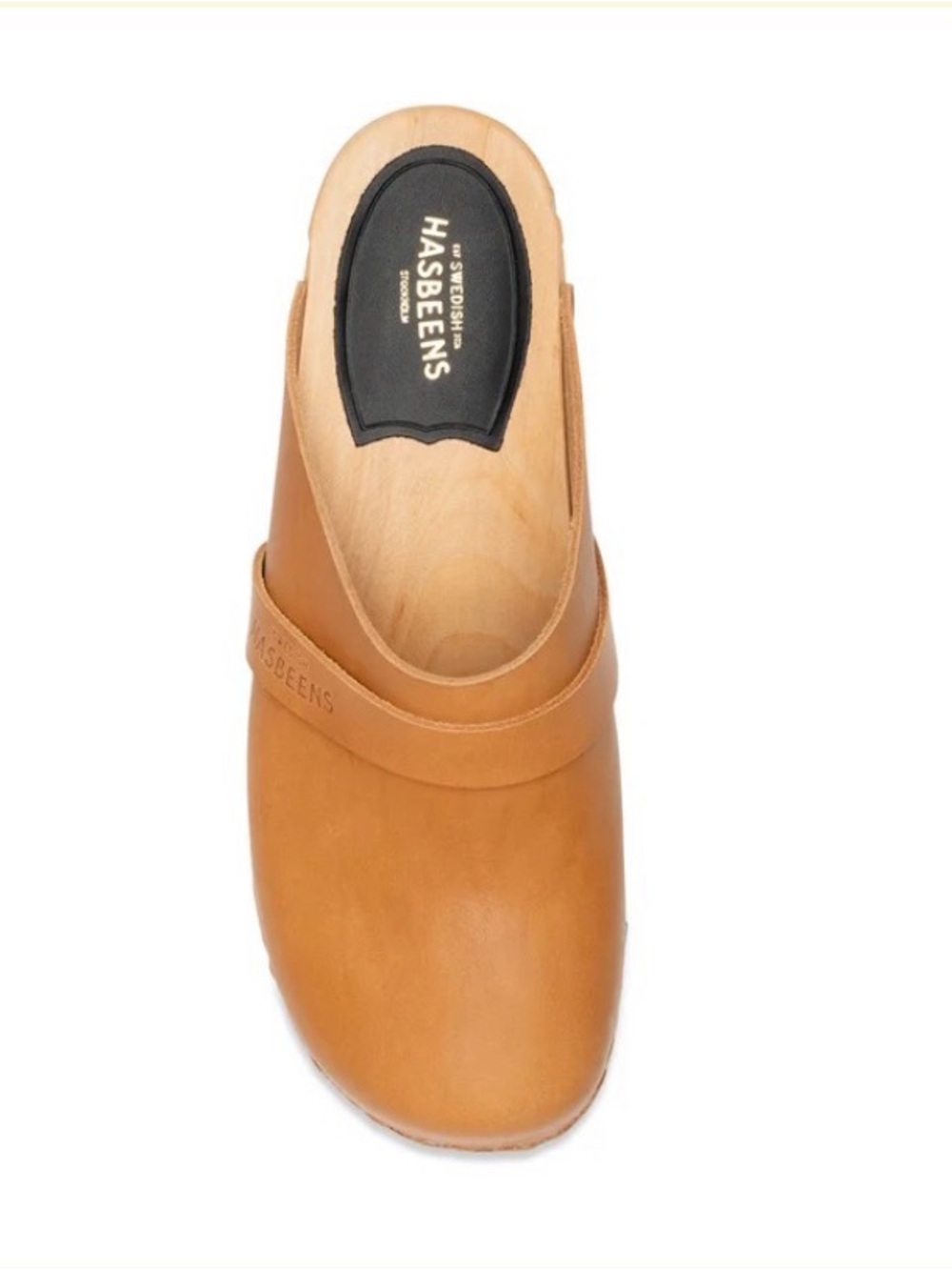 Swedish Hasbeens Tan Leather Slip-On Clog